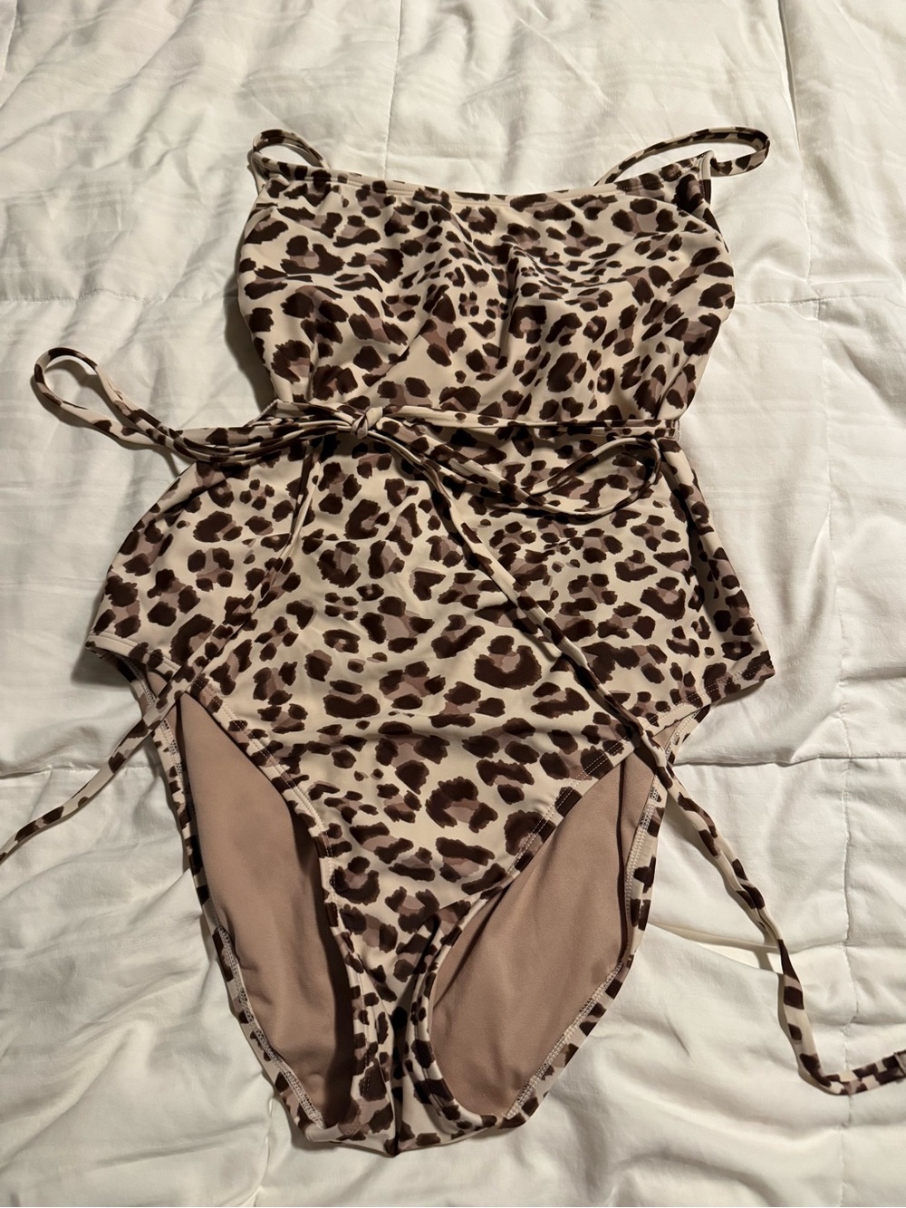 Kona Sol Leopard Print One-Piece Swimsuit - Cream & Brown